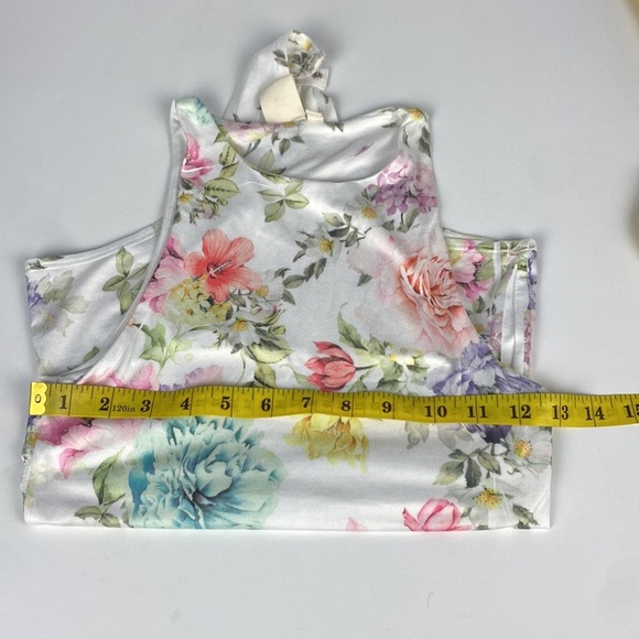 3/$15 Floral Sleeveless Bodysuit White Pastel Print Stretchy Summer Tank Top XS - Picture 5 of 8